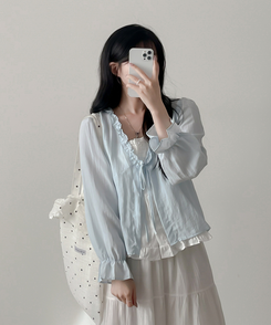 フリルレイヤードブラウス SKY BLUE