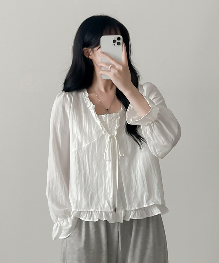 フリルレイヤードブラウス WHITE
