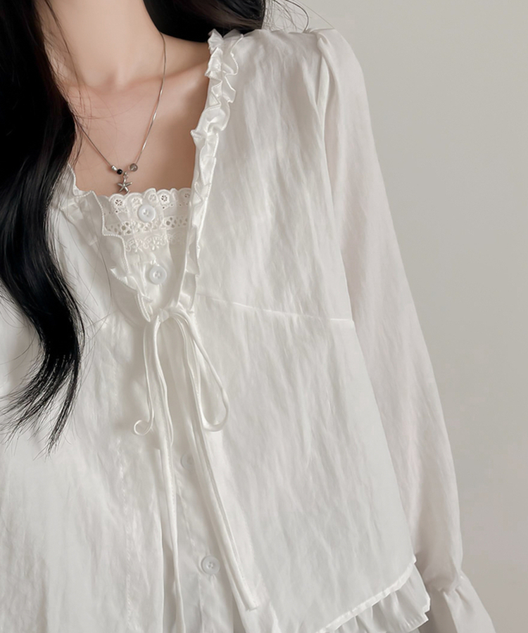 フリルレイヤードブラウス WHITE