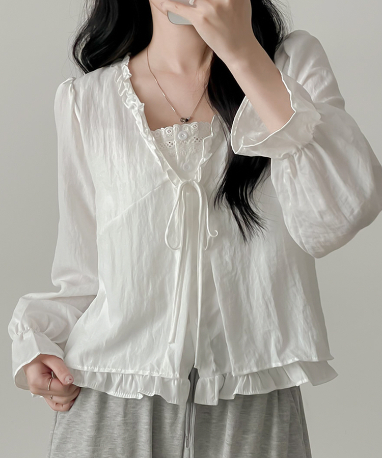 フリルレイヤードブラウス WHITE