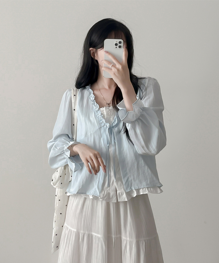 フリルレイヤードブラウス SKY BLUE