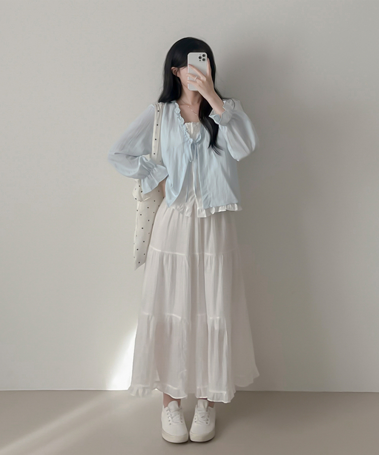 フリルレイヤードブラウス SKY BLUE