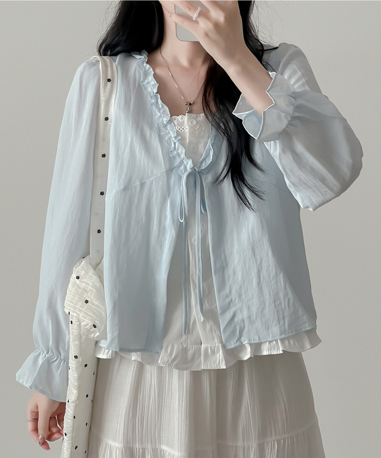 フリルレイヤードブラウス SKY BLUE