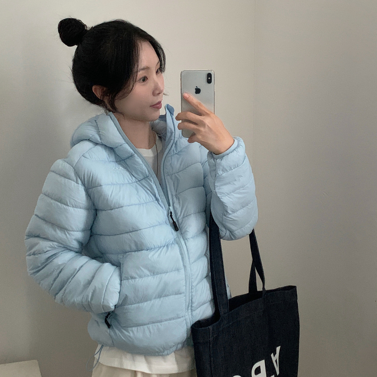 마블 후드 경량 스트링 웰론 아웃도어 숏패딩 집업점퍼