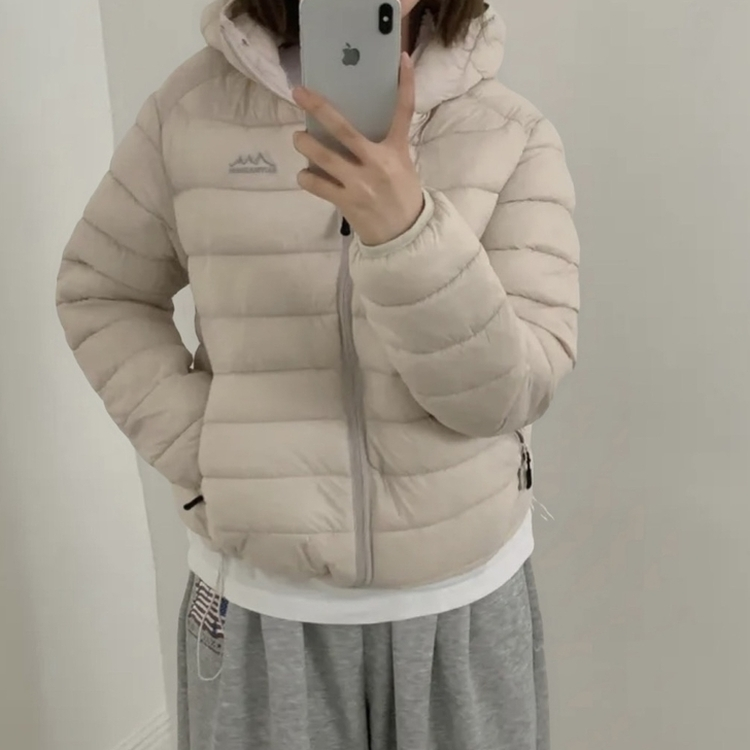 마블 후드 경량 스트링 웰론 아웃도어 숏패딩 집업점퍼