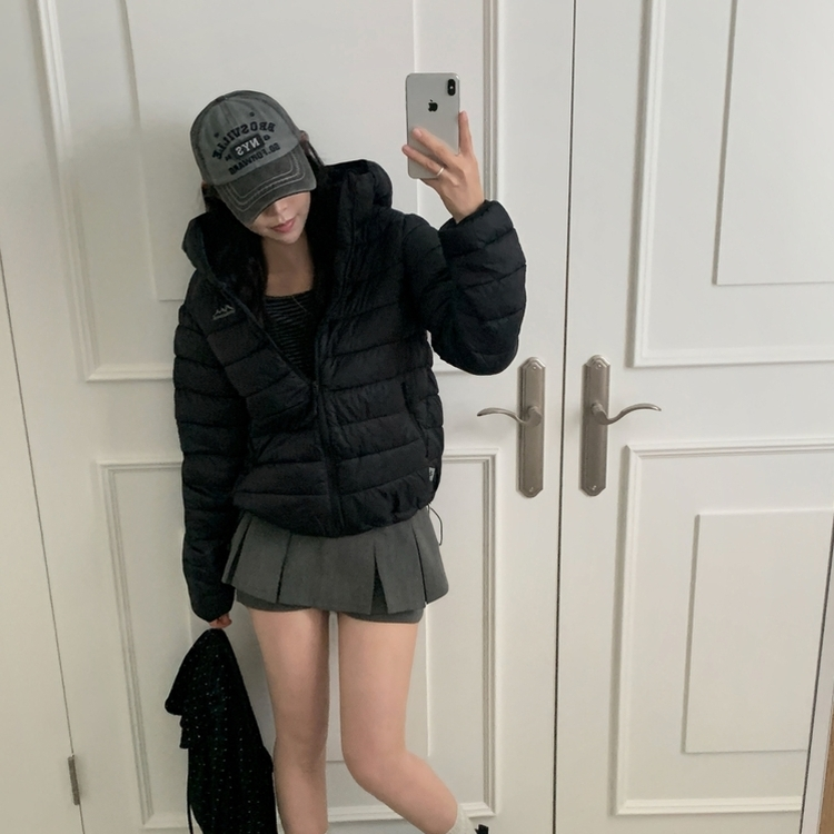 마블 후드 경량 스트링 웰론 아웃도어 숏패딩 집업점퍼