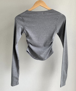 サイドシャーリングラウンド長袖Tシャツ(6color)