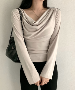 【起毛】ドレープシャーリングTシャツ BEIGE