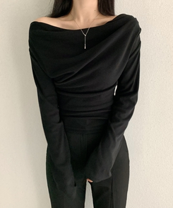 【起毛】ドレープシャーリングTシャツ BLACK