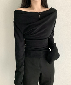 【起毛】ドレープシャーリングTシャツ BLACK