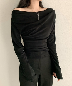 【起毛】ドレープシャーリングTシャツ BLACK