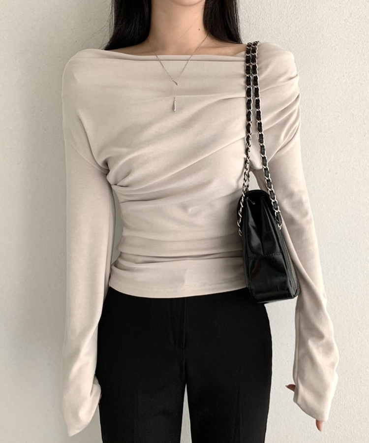 【起毛】ドレープシャーリングTシャツ BEIGE