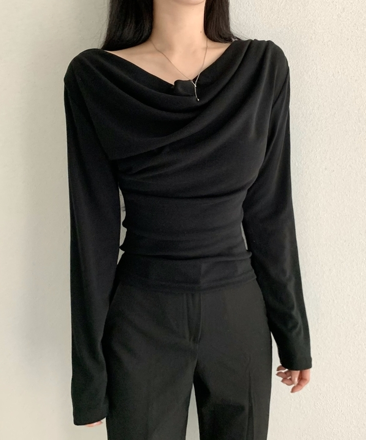 【起毛】ドレープシャーリングTシャツ BLACK