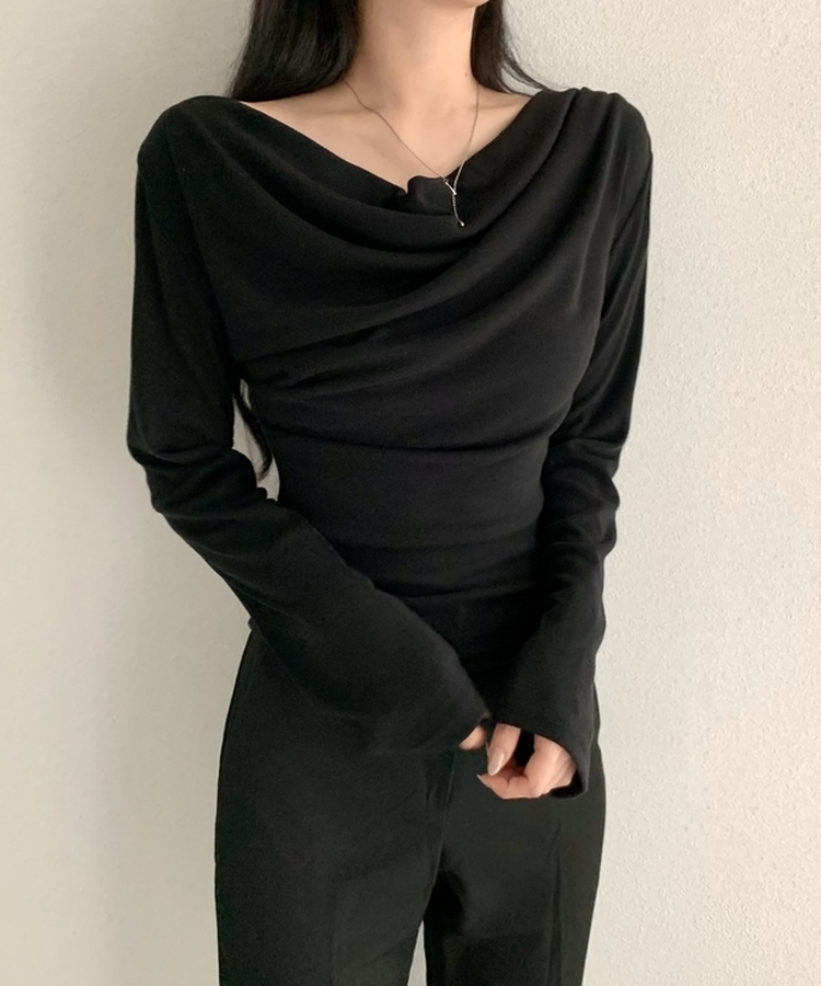 【起毛】ドレープシャーリングTシャツ BLACK