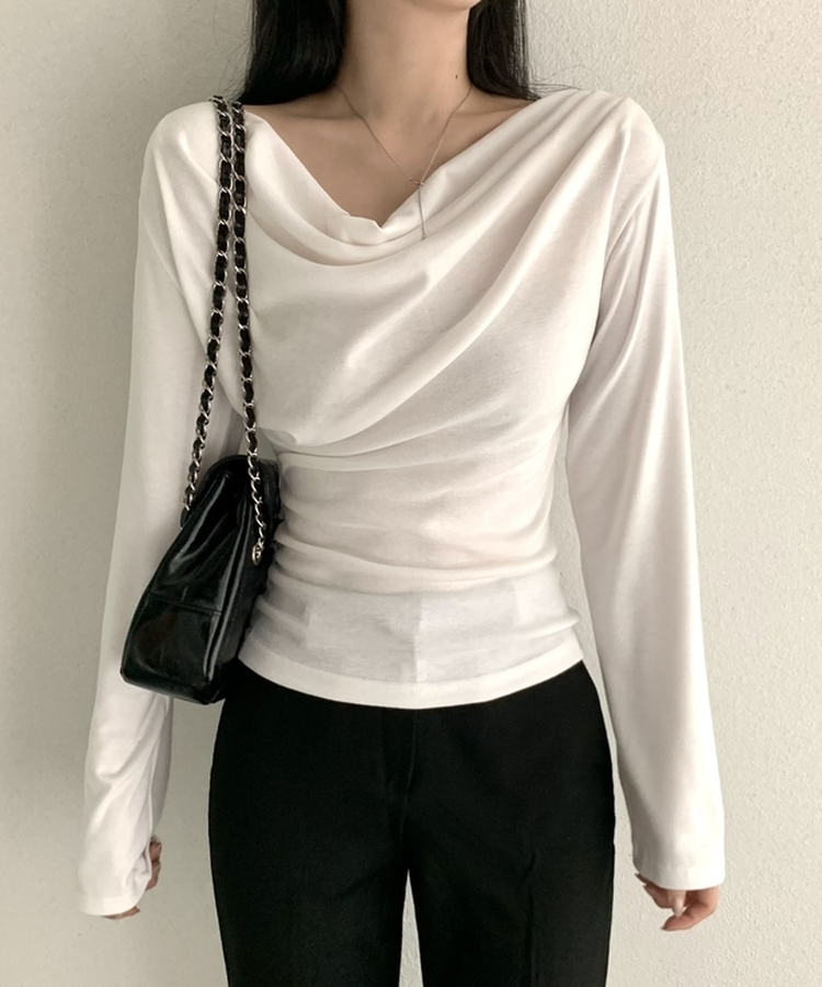 【起毛】ドレープシャーリングTシャツ IVORY