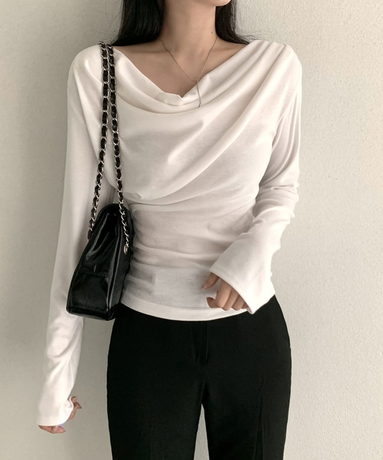 【起毛】ドレープシャーリングTシャツ IVORY