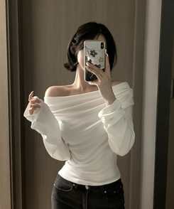 アンバランスドレープブラウス IVORY