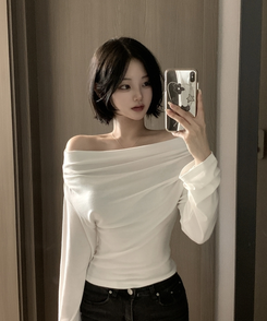 アンバランスドレープブラウス IVORY