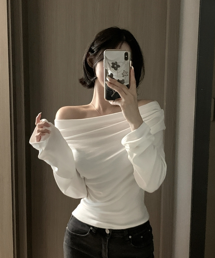 アンバランスドレープブラウス IVORY