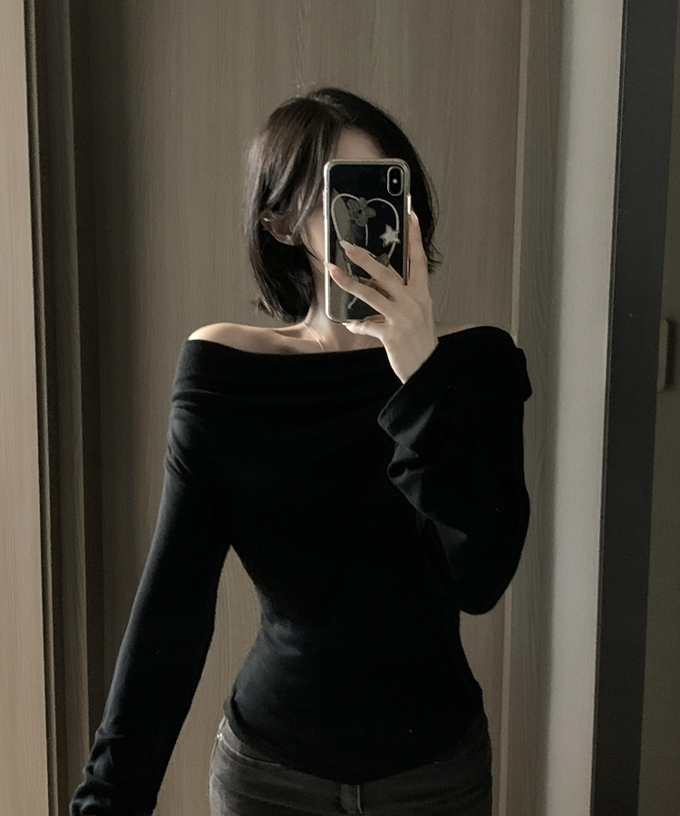 アンバランスドレープブラウス BLACK