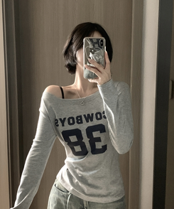 アンバランスオフ長袖Tシャツ(5color) MELANGE