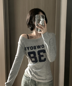 アンバランスオフ長袖Tシャツ(5color) MELANGE