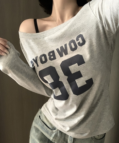 アンバランスオフ長袖Tシャツ(5color) MELANGE