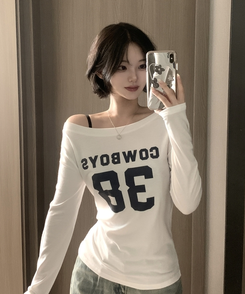 アンバランスオフ長袖Tシャツ(5color) IVORY