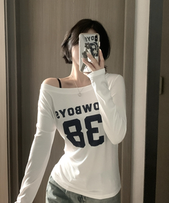 アンバランスオフ長袖Tシャツ(5color) IVORY