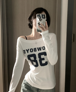 アンバランスオフ長袖Tシャツ(5color) IVORY