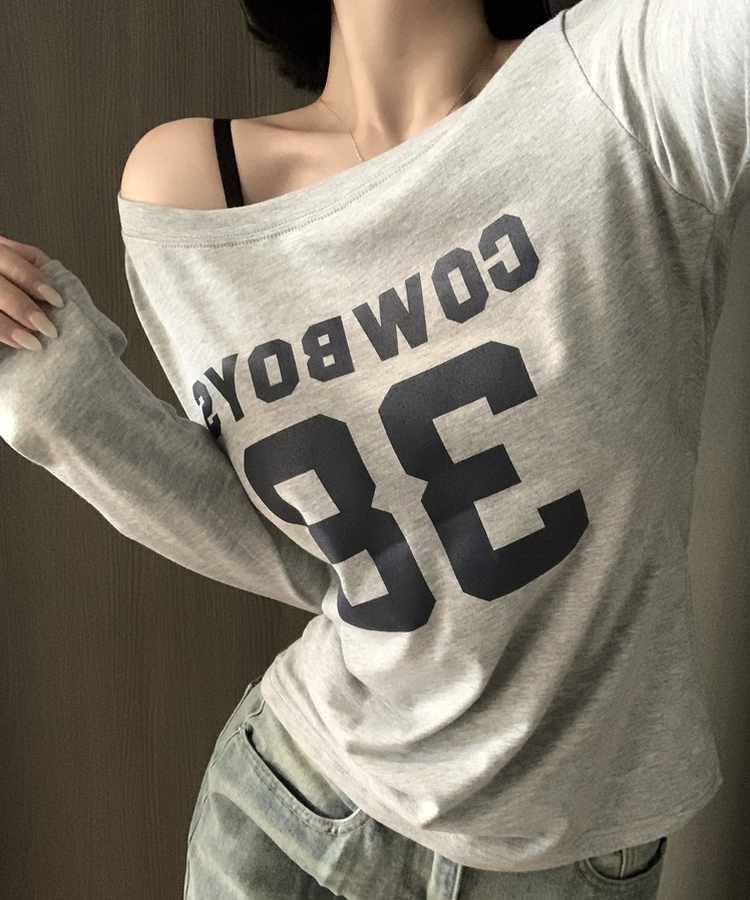 アンバランスオフ長袖Tシャツ(5color) MELANGE