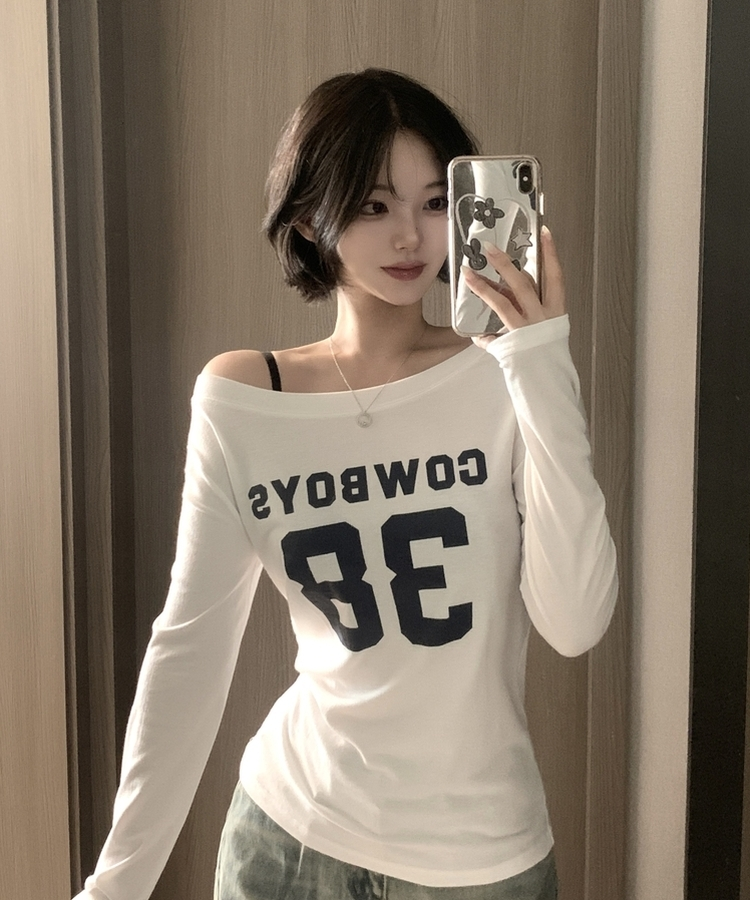 アンバランスオフ長袖Tシャツ(5color) IVORY