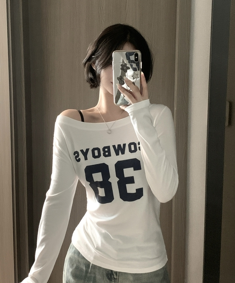 アンバランスオフ長袖Tシャツ(5color) IVORY