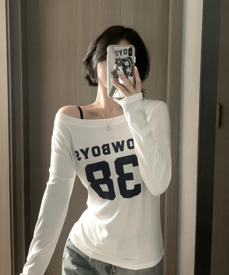 アンバランスオフ長袖Tシャツ(5color) IVORY