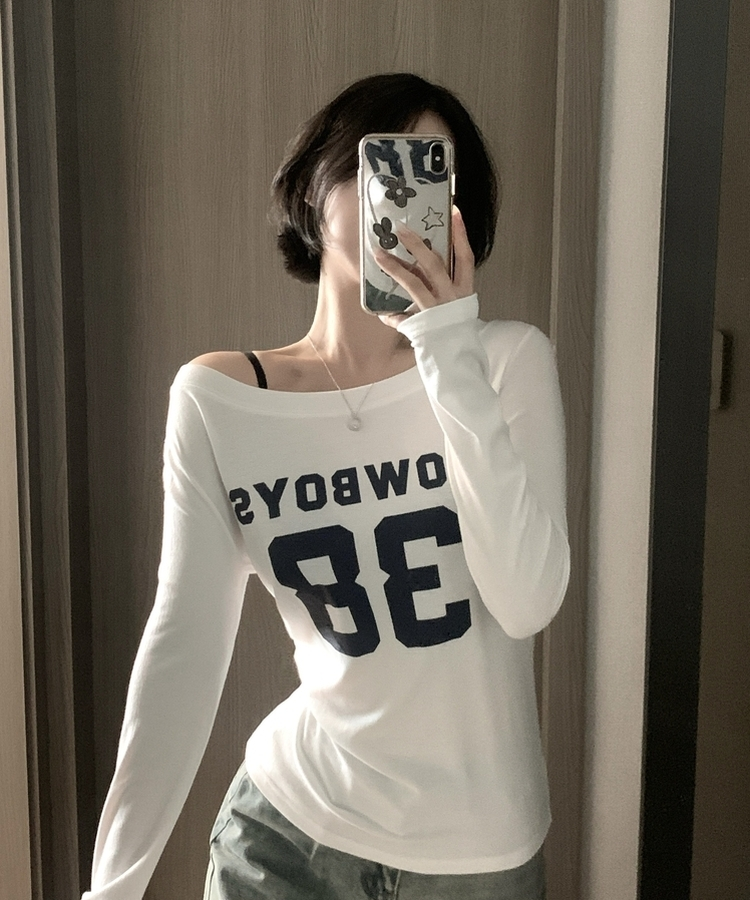 アンバランスオフ長袖Tシャツ(5color) IVORY