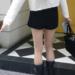 【ベルト付き】クラシックミニタイトパンツスカート BLACK