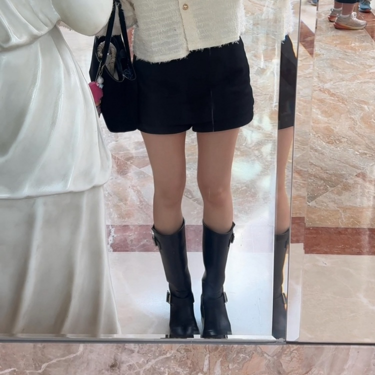 【ベルト付き】クラシックミニタイトパンツスカート BLACK