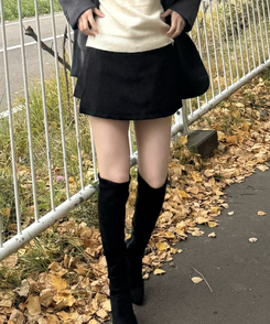 コーデュロイミ二スカート BLACK