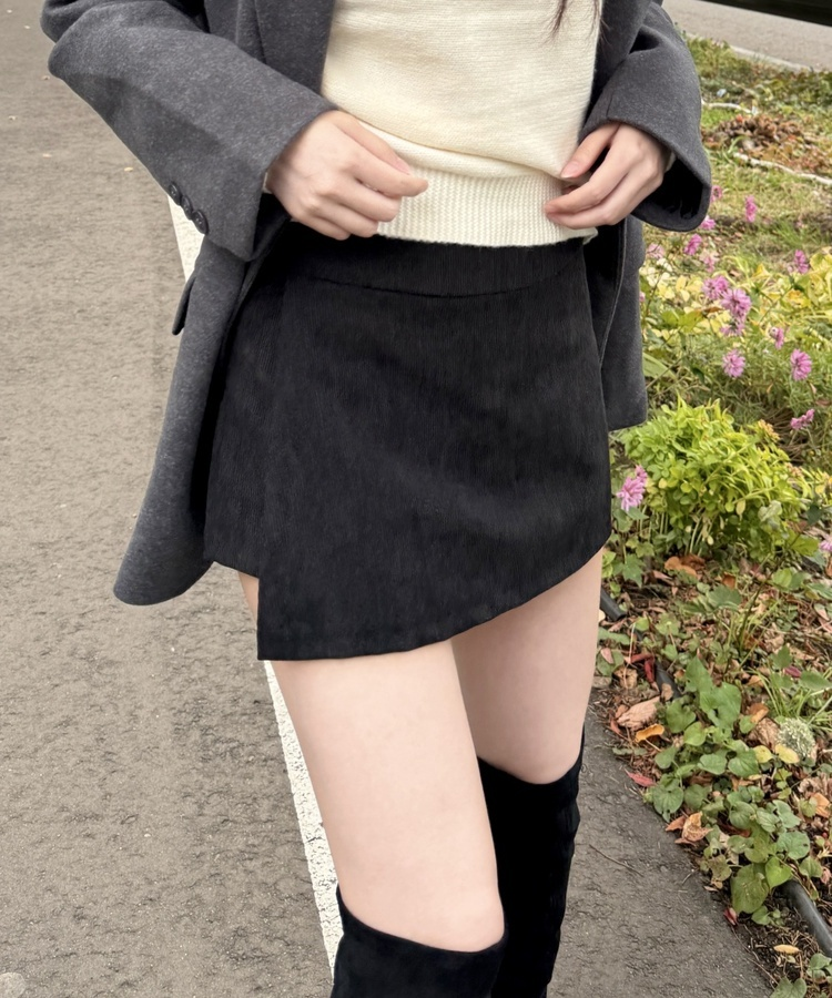 コーデュロイミ二スカート BLACK