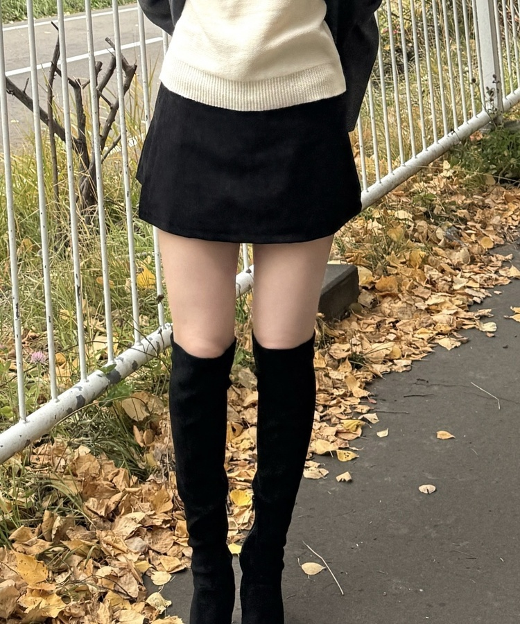コーデュロイミ二スカート BLACK