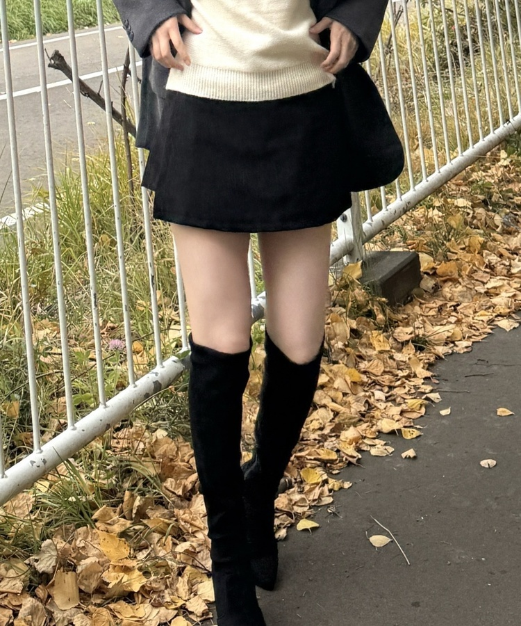 コーデュロイミ二スカート BLACK