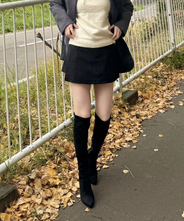 コーデュロイミ二スカート BLACK