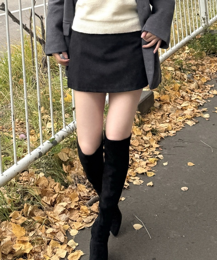 コーデュロイミ二スカート BLACK