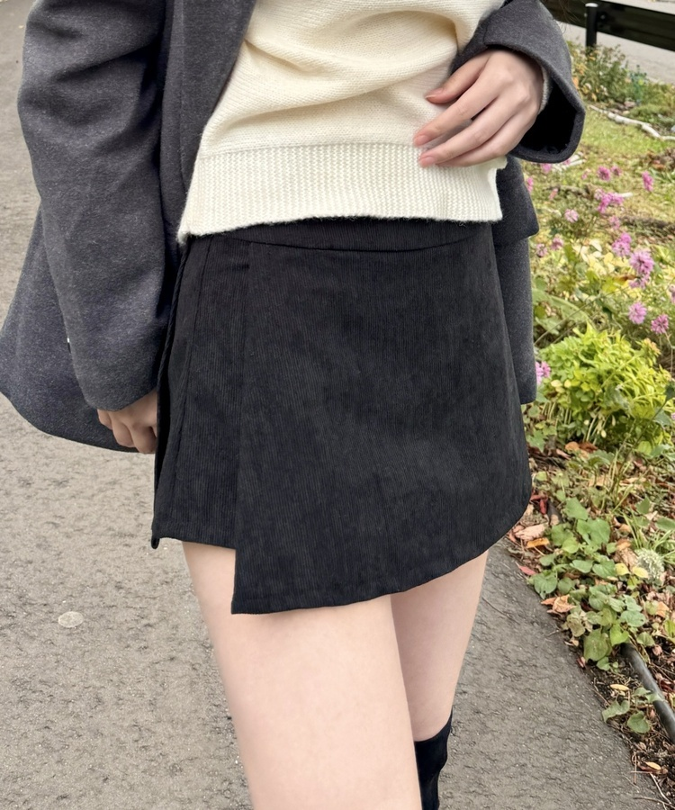 コーデュロイミ二スカート BLACK
