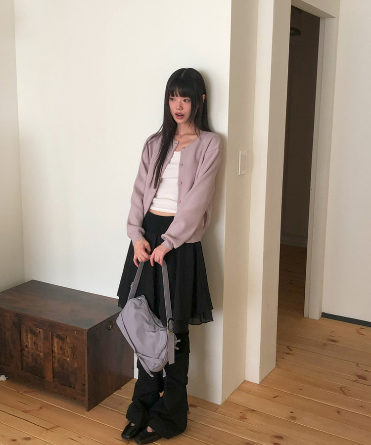 ルーズフィットニットカーディガン(14color) LILAC