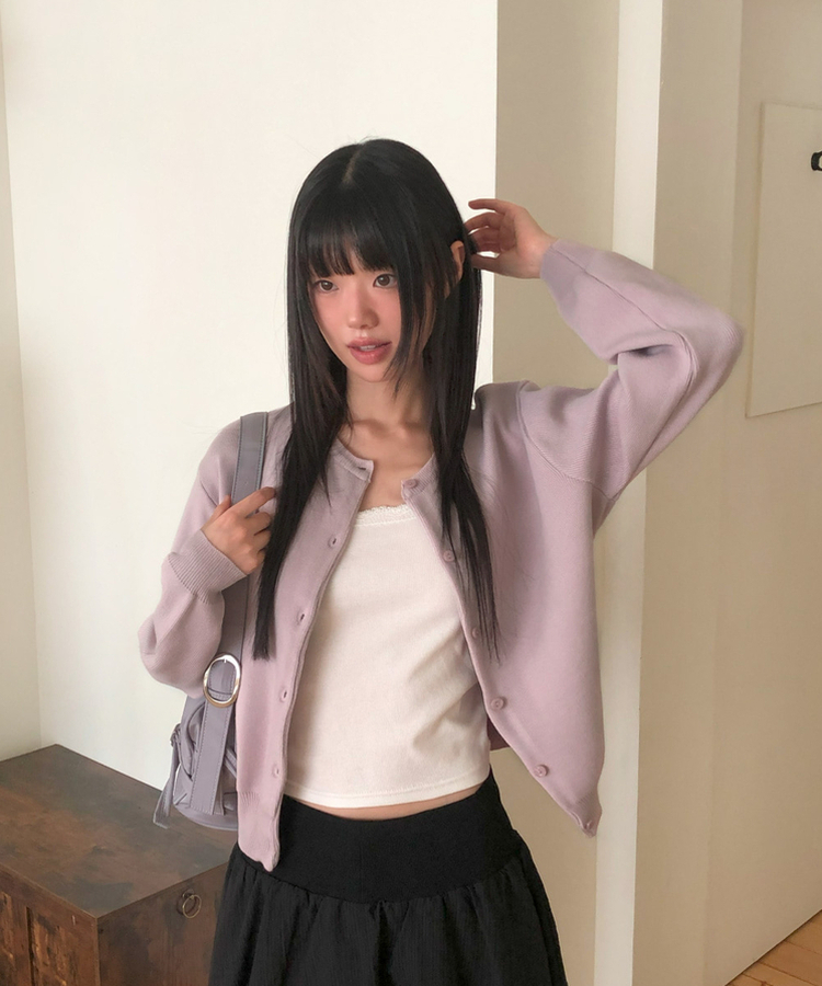 ルーズフィットニットカーディガン(14color) LILAC