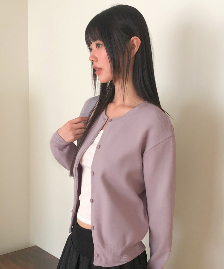 ルーズフィットニットカーディガン(14color) LILAC