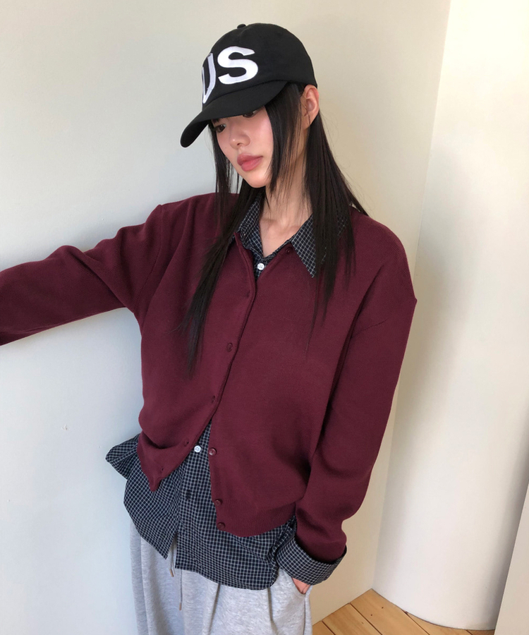 ルーズフィットニットカーディガン(14color) WINE
