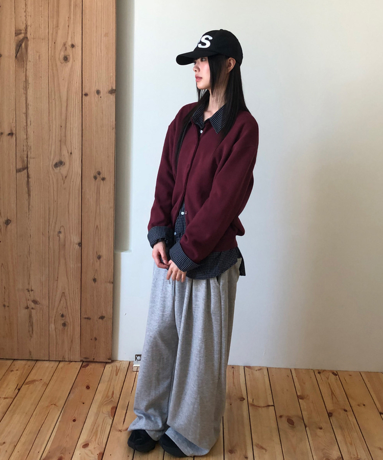 ルーズフィットニットカーディガン(14color) WINE