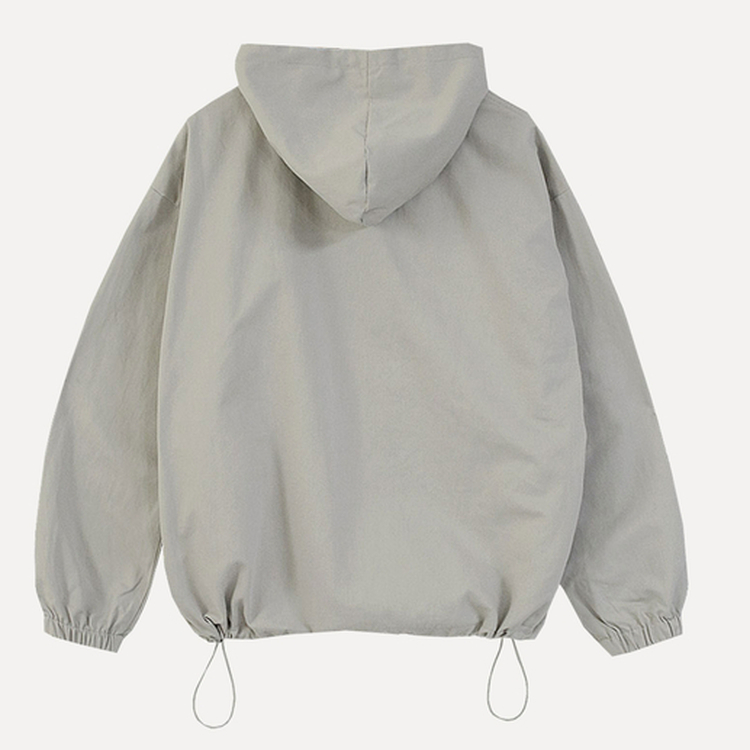 캠브리지 체크 배색 스트링 후드야상 집업점퍼